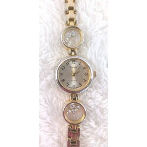 Xanadu Gold Tone‎ Quartz Watch Japan Movement Floating Rhinestones New Battery